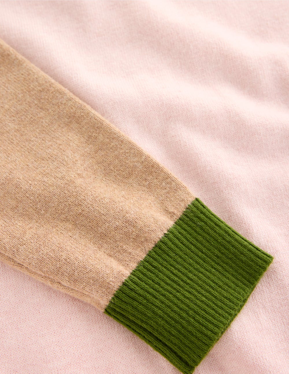 Meg Saddle Sleeve Sweater-Pink, Green Colour Block - Image 5