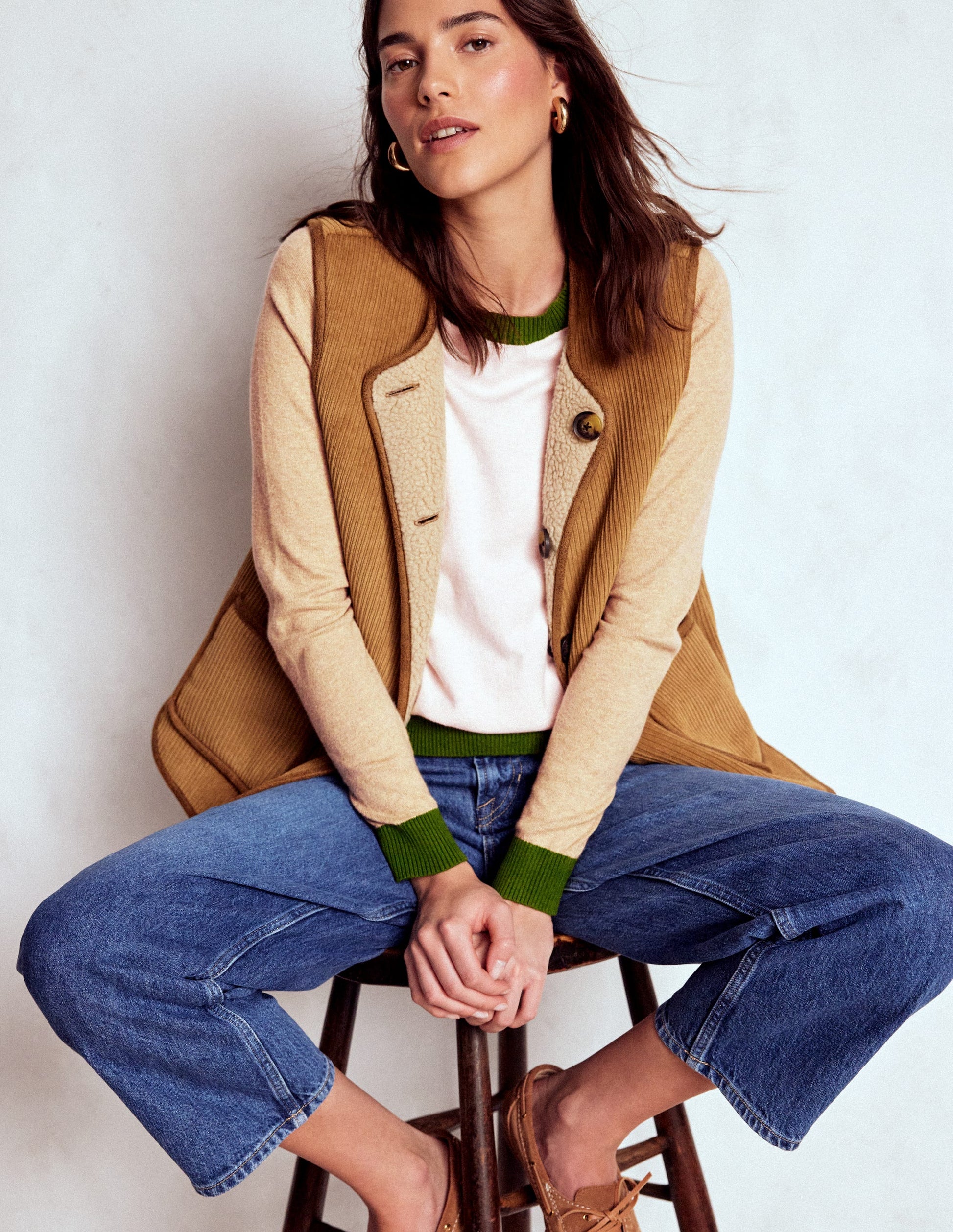 Meg Saddle Sleeve Sweater-Pink, Green Colour Block-2