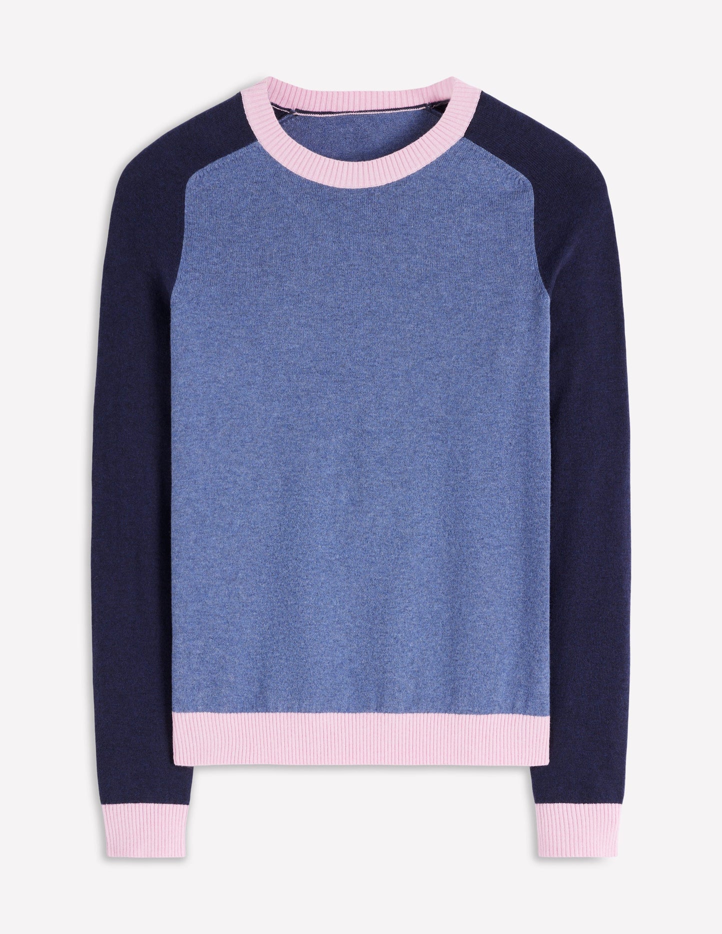 Meg Saddle Sleeve Sweater-Blue, Pink Colour Block