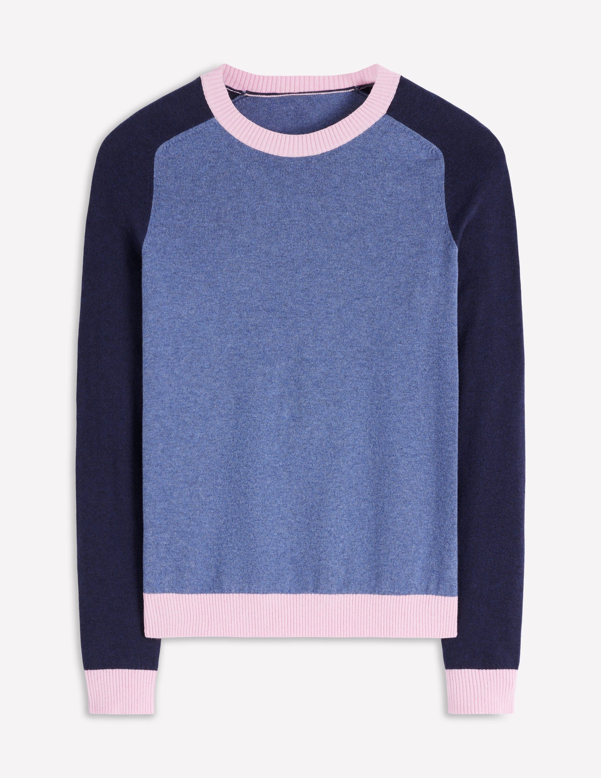 Meg Saddle Sleeve Sweater-Blue, Pink Colour Block-5