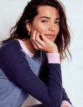 Meg Saddle Sleeve Sweater-Blue, Pink Colour Block
