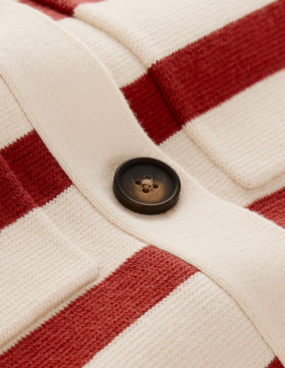 Astrid Knitted Shirt-Warm Ivory, Terracotta