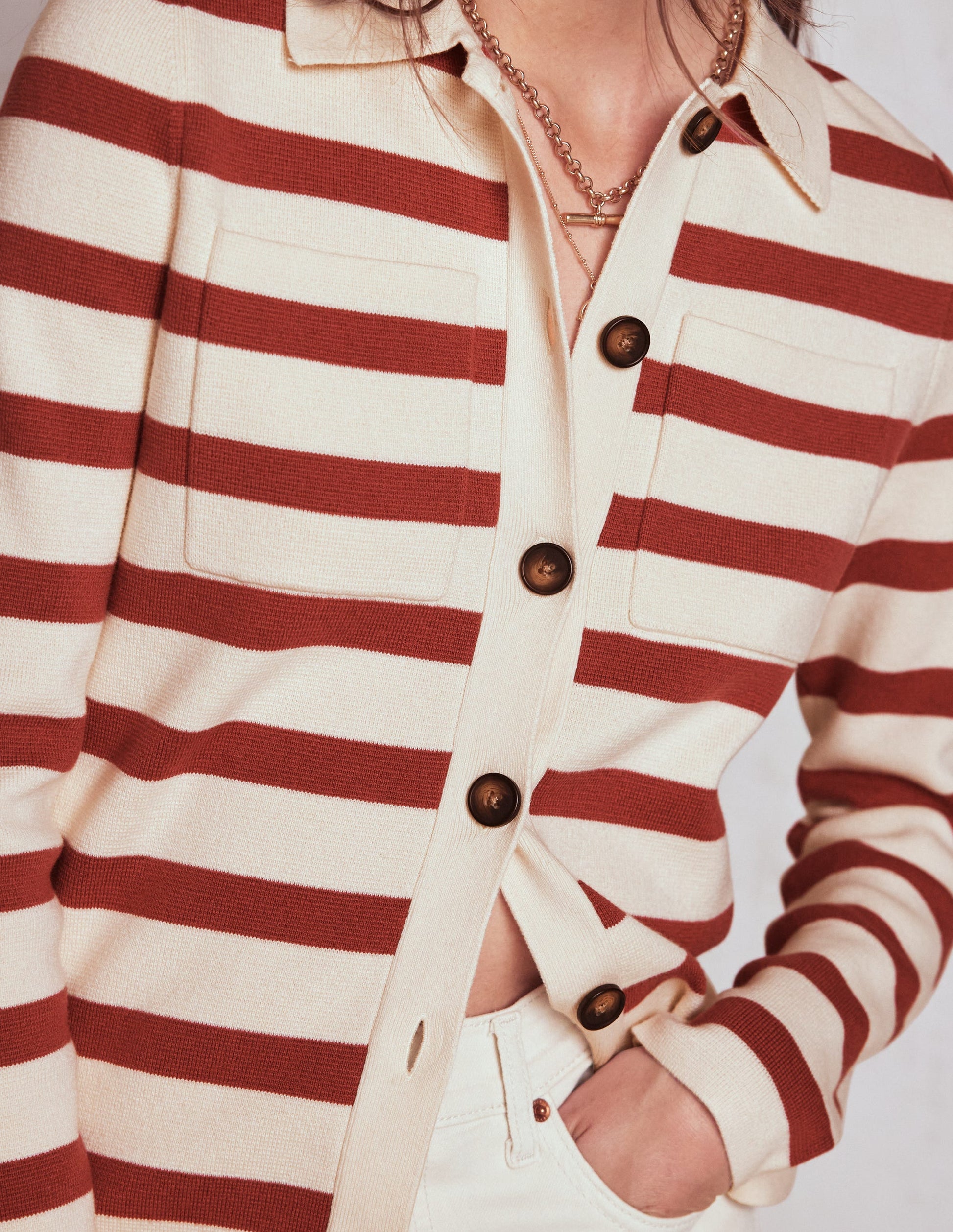 Astrid Knitted Shirt-Warm Ivory, Terracotta-4