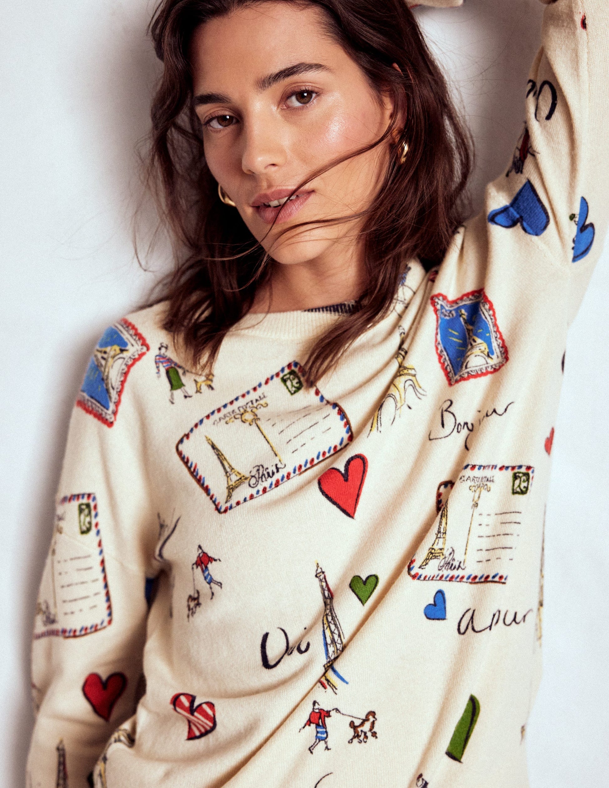 Natasha Novelty Sweater-Ivory, Postcard from Paris-1