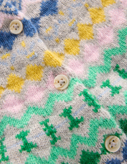 Fae Fair Isle Frilled Cardigan-Grey Melange-6