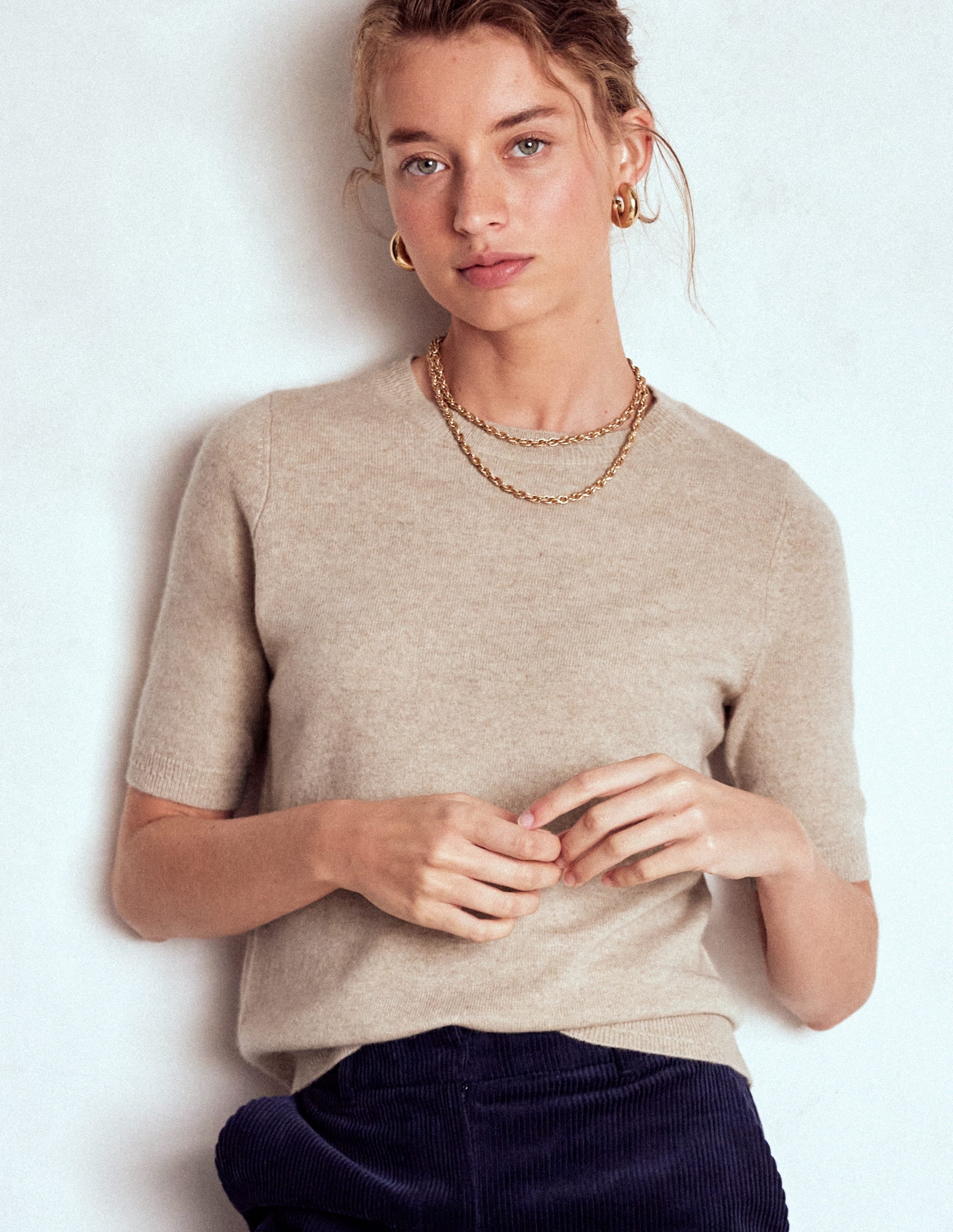 Eva Cashmere T - Shirt - Chinchilla Melange | Boden USA