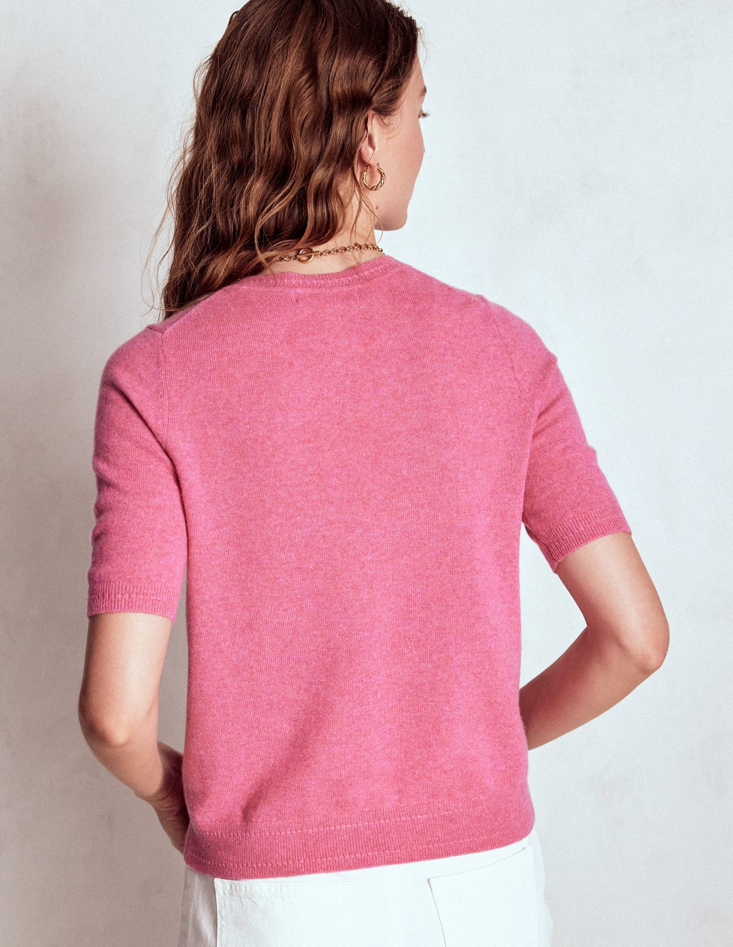 Eva Cashmere T-Shirt-Rose Pink Melange