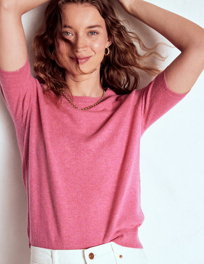 Eva Cashmere T-Shirt-Rose Pink Melange-3