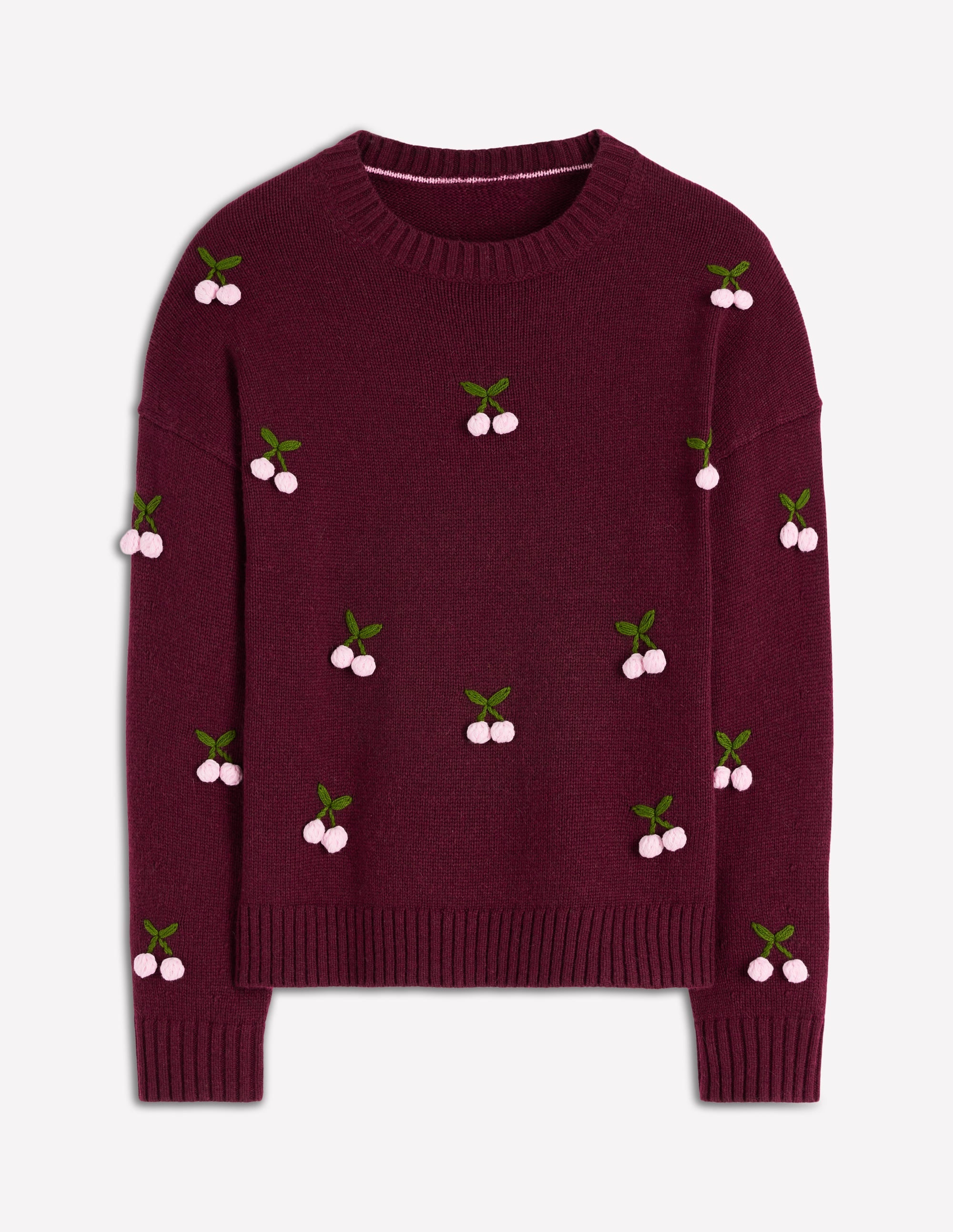 Natalie Embroidered Sweater-Chestnut Melange, Cherry - Image 5