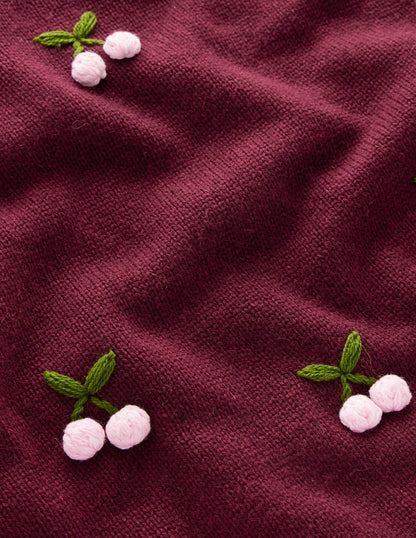 Natalie Embroidered Sweater-Chestnut Melange, Cherry-6