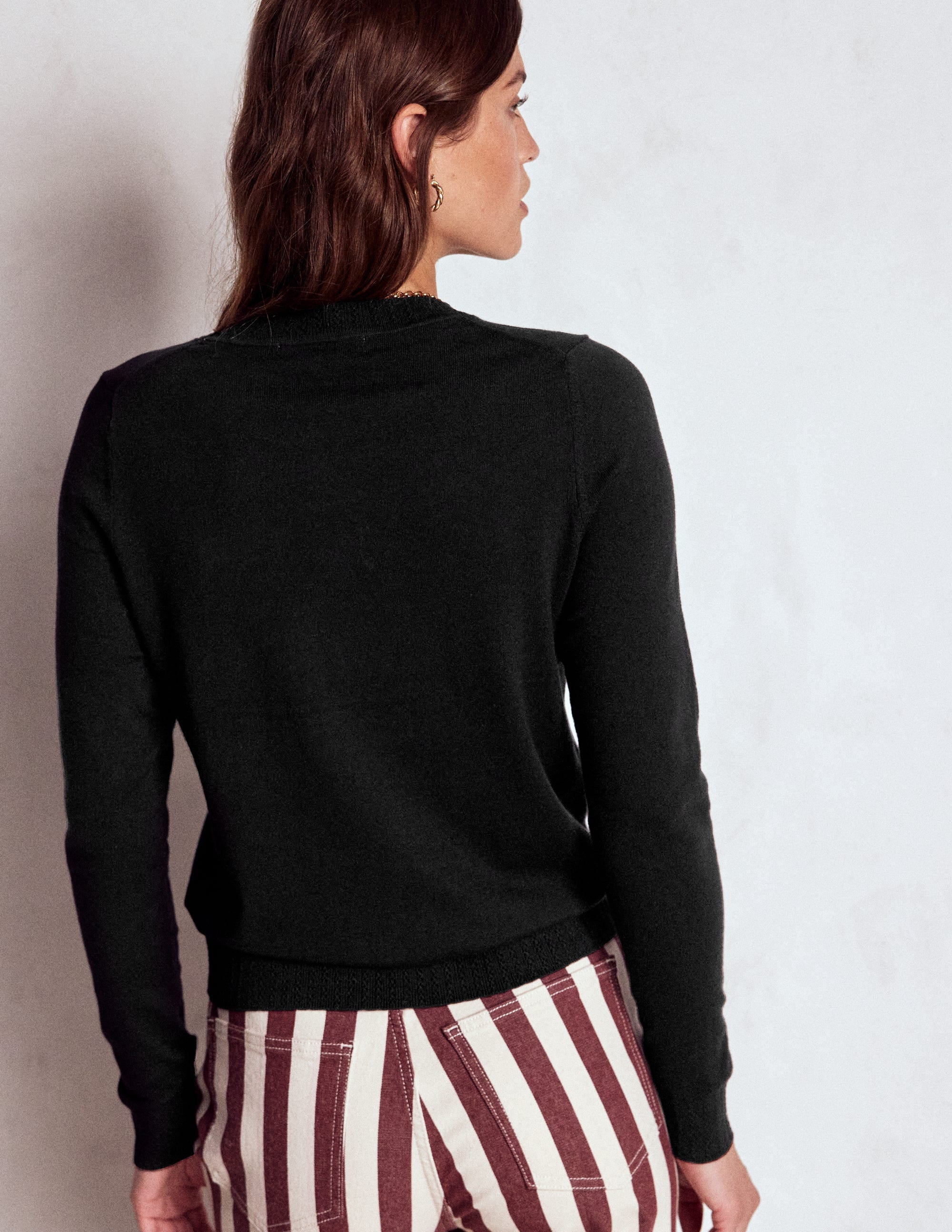 Emilia Cotton Crew Sweater-Black - Image 3