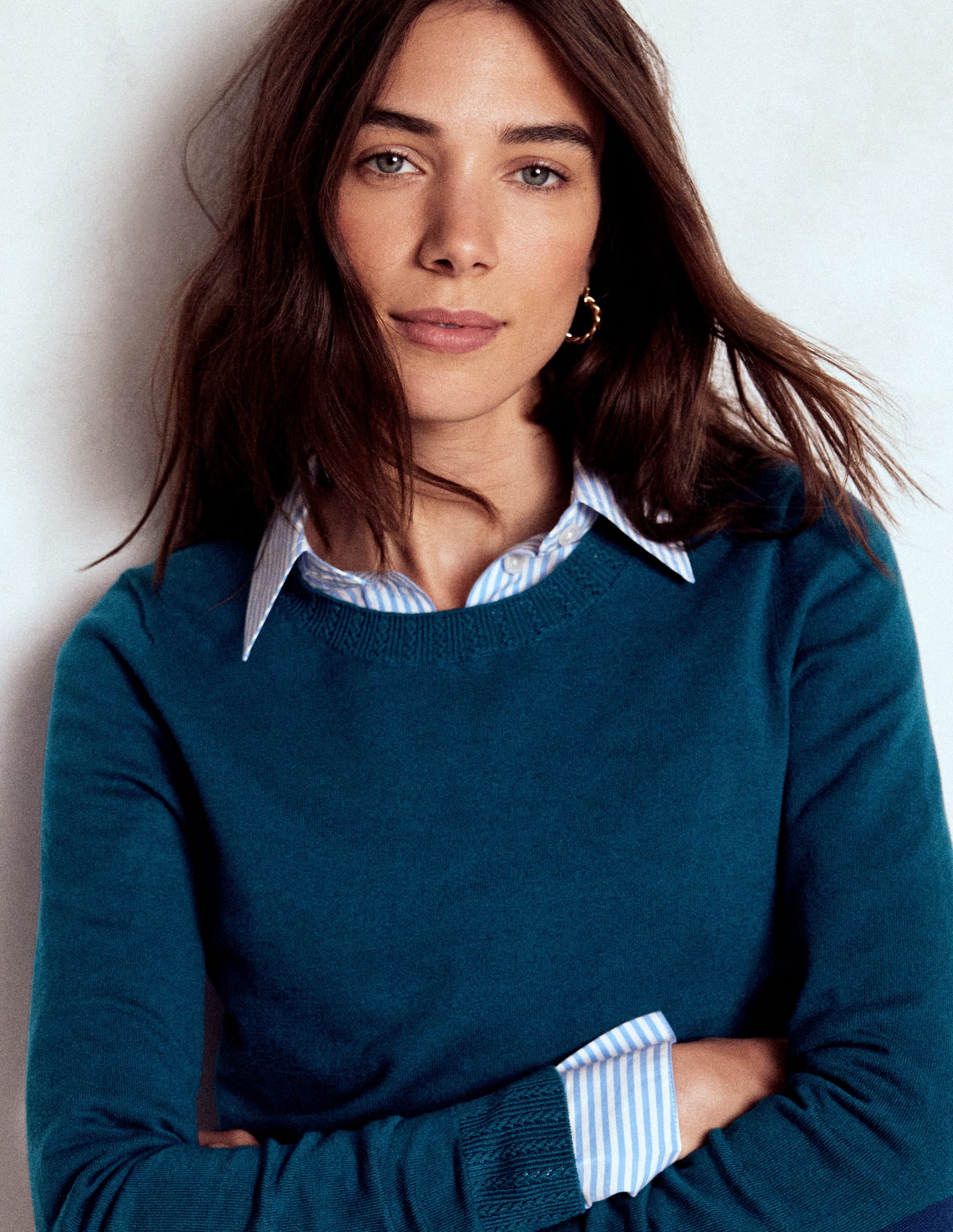 Emilia Cotton Crew Sweater-Harbour Blue - Image 1