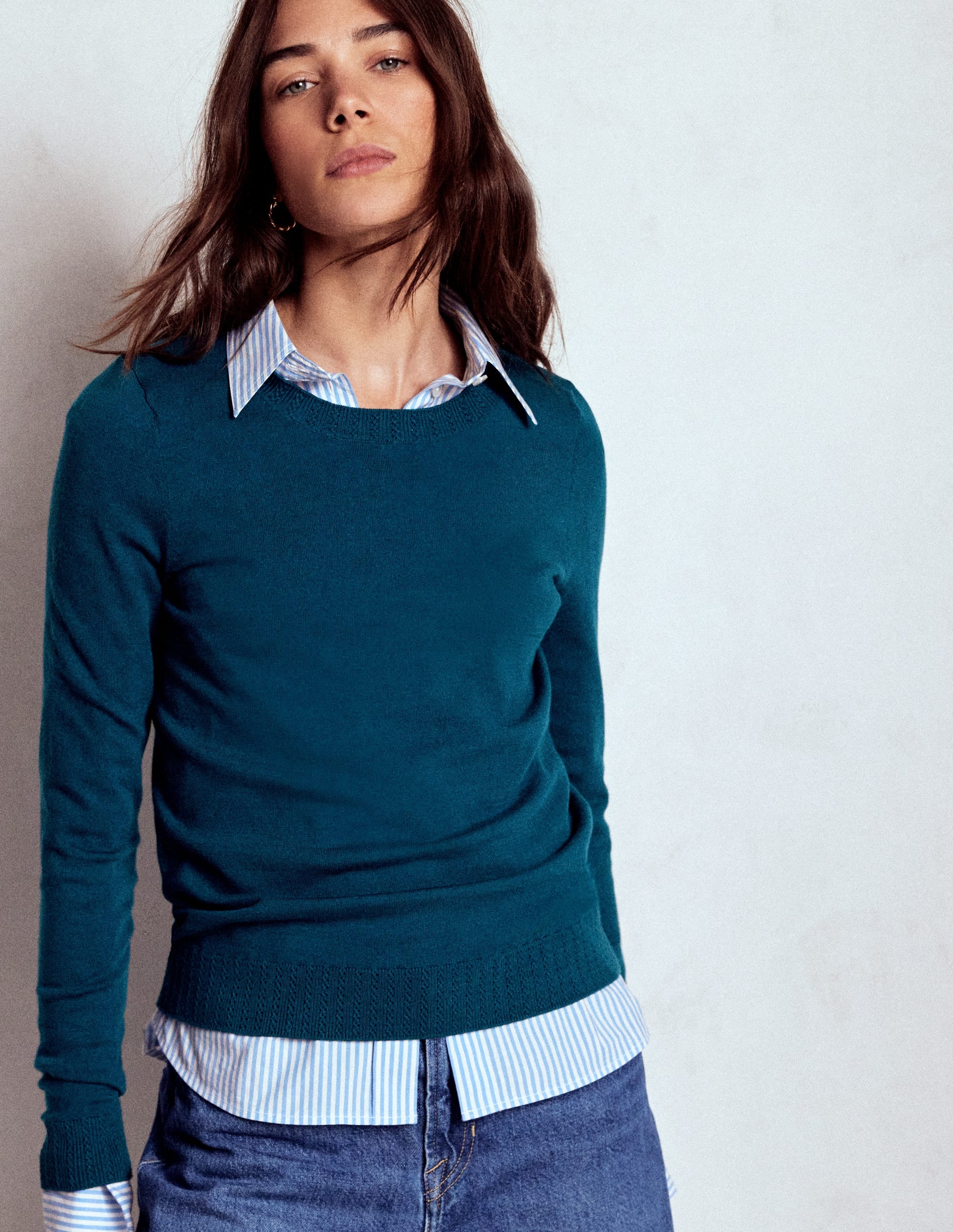 Emilia Cotton Crew Sweater-Harbour Blue - Image 2