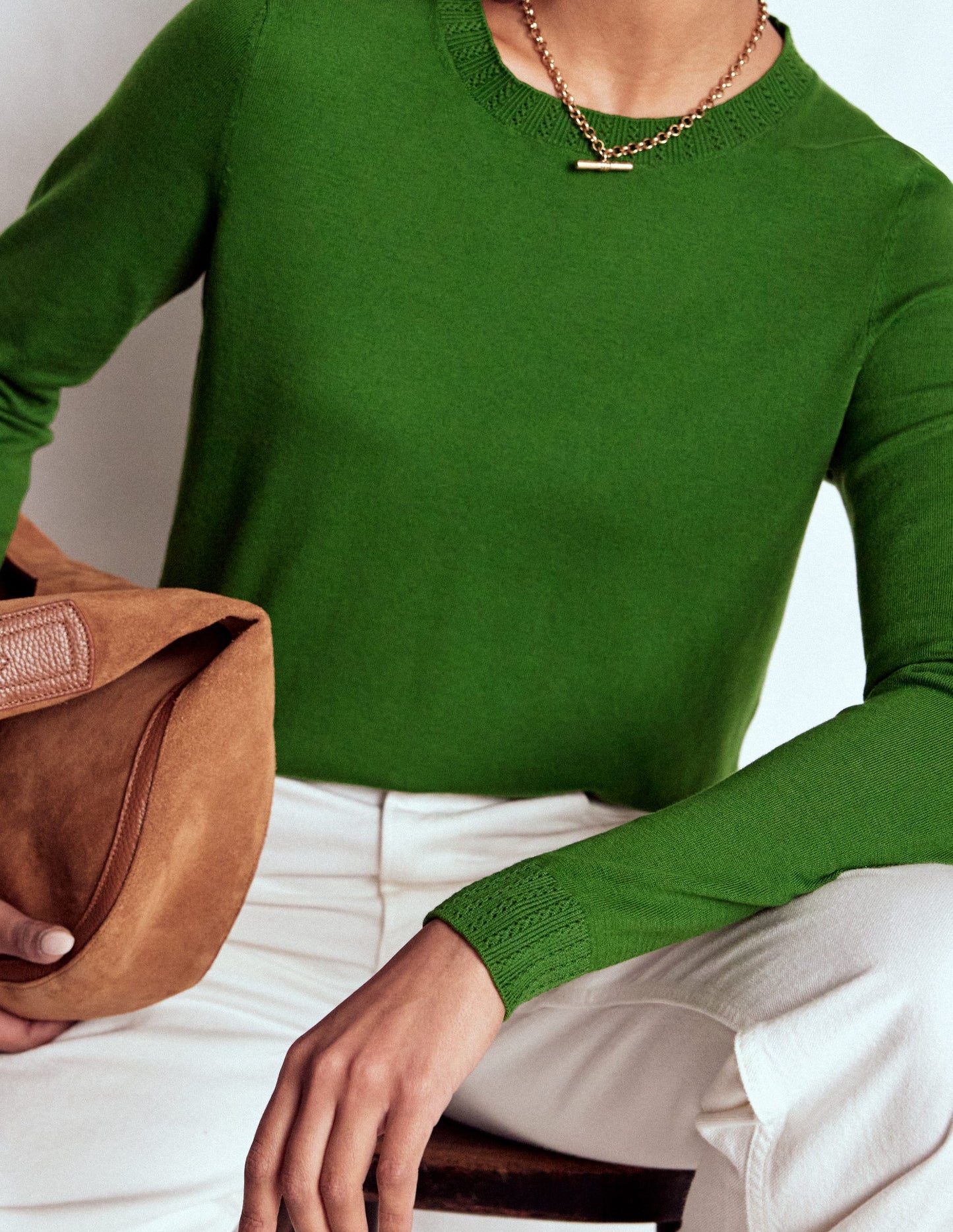 Emilia Cotton Crew Sweater-Promenade Green