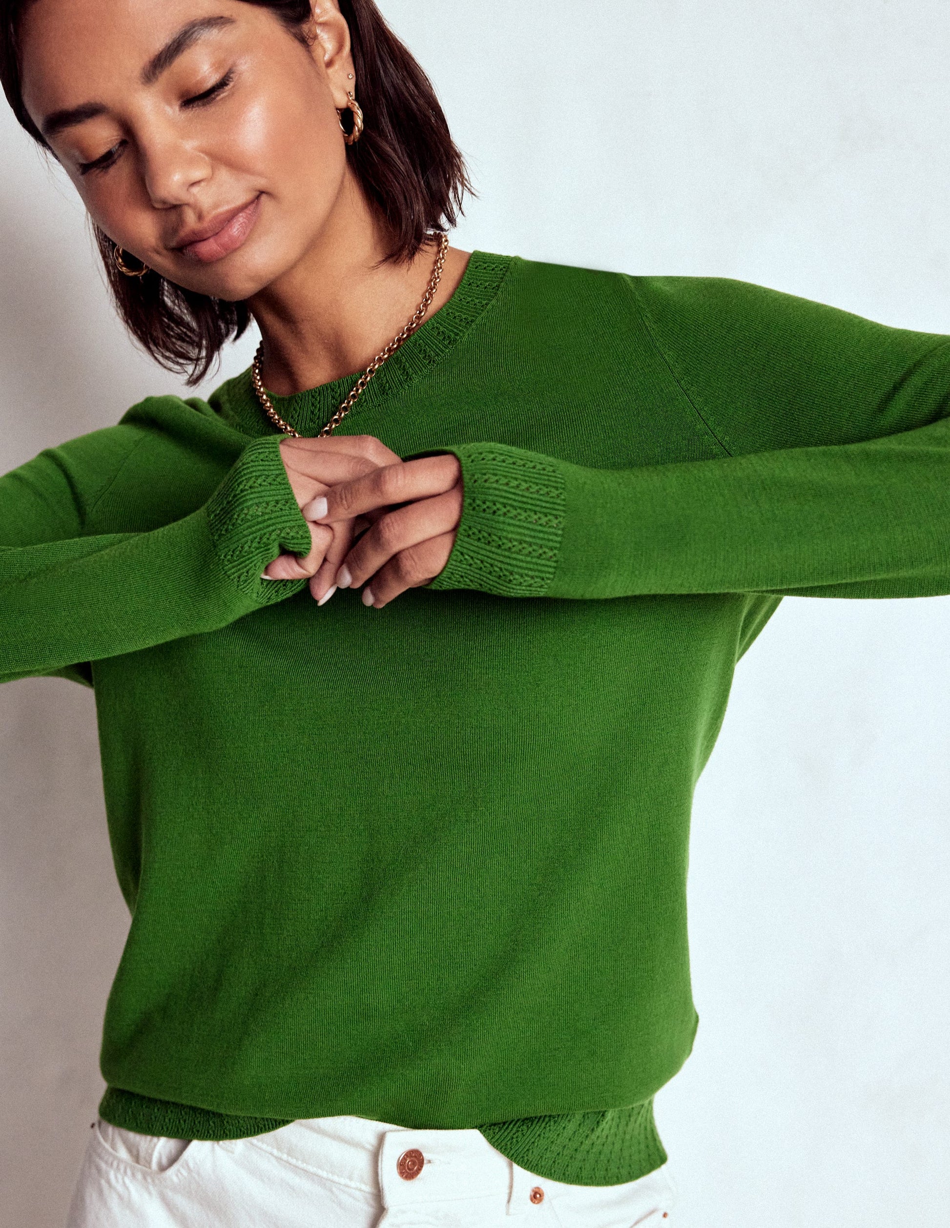 Emilia Cotton Crew Sweater-Promenade Green-2