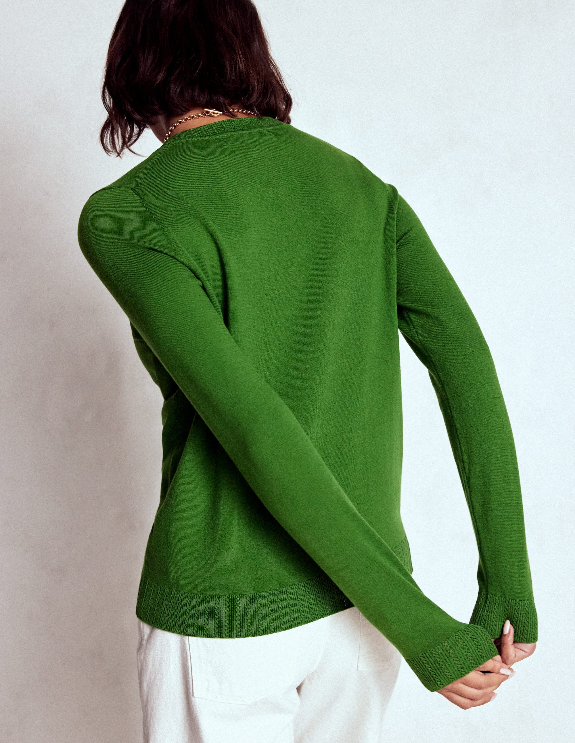 Emilia Cotton Crew Sweater-Promenade Green - Image 3