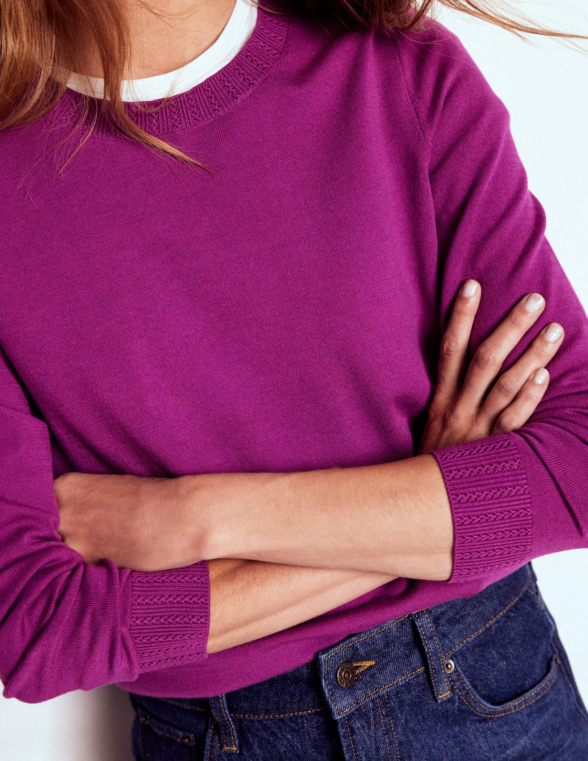 Emilia Cotton Crew Sweater-Regal Purple - Image 2