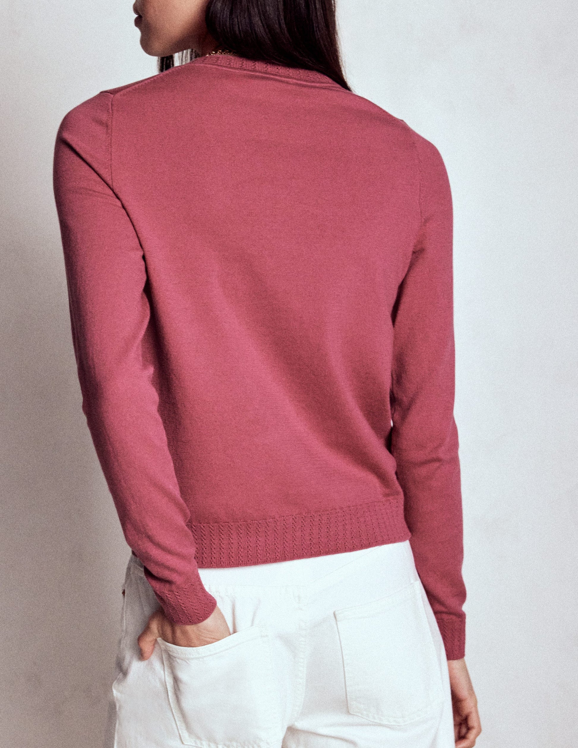 Emilia Cotton Crew Sweater-Pink Heather-3