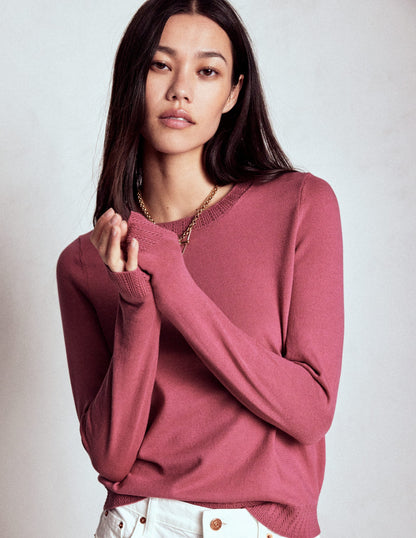 Emilia Cotton Crew Sweater-Pink Heather-4