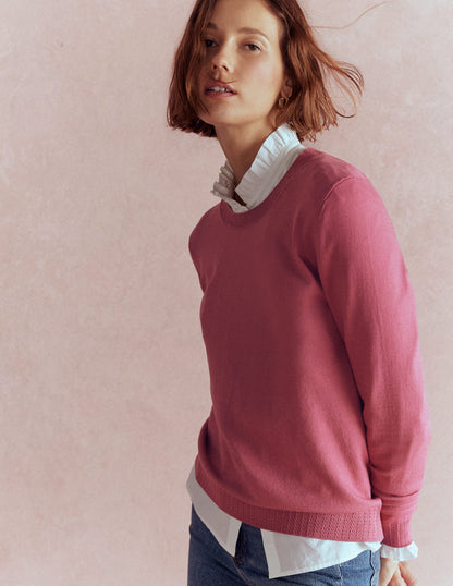 Emilia Cotton Crew Sweater-Pink Heather-6