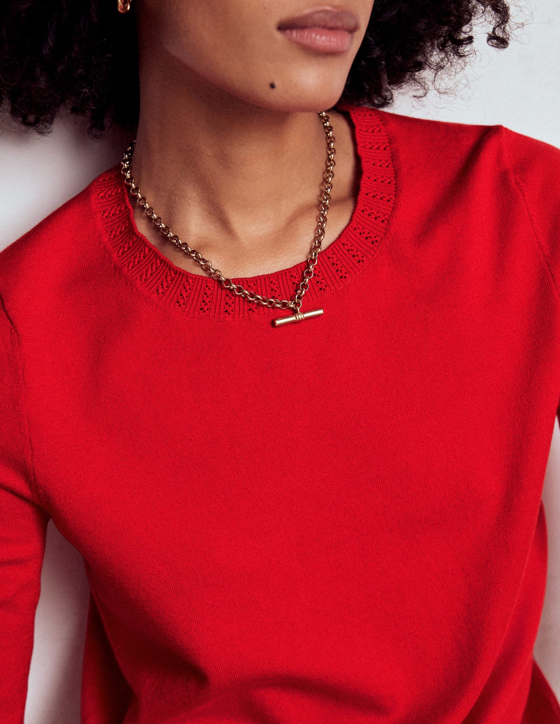 Emilia Cotton Crew Sweater-Poppy Red-2