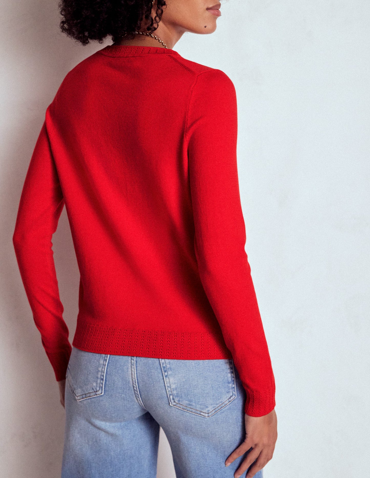 Emilia Cotton Crew Sweater-Poppy Red