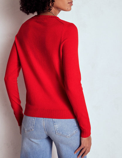 Emilia Cotton Crew Sweater-Poppy Red-3