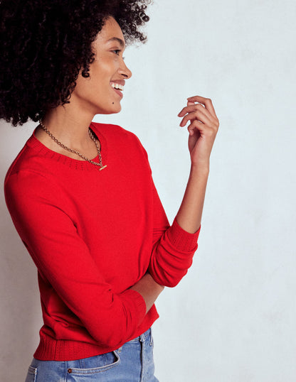 Emilia Cotton Crew Sweater-Poppy Red-4