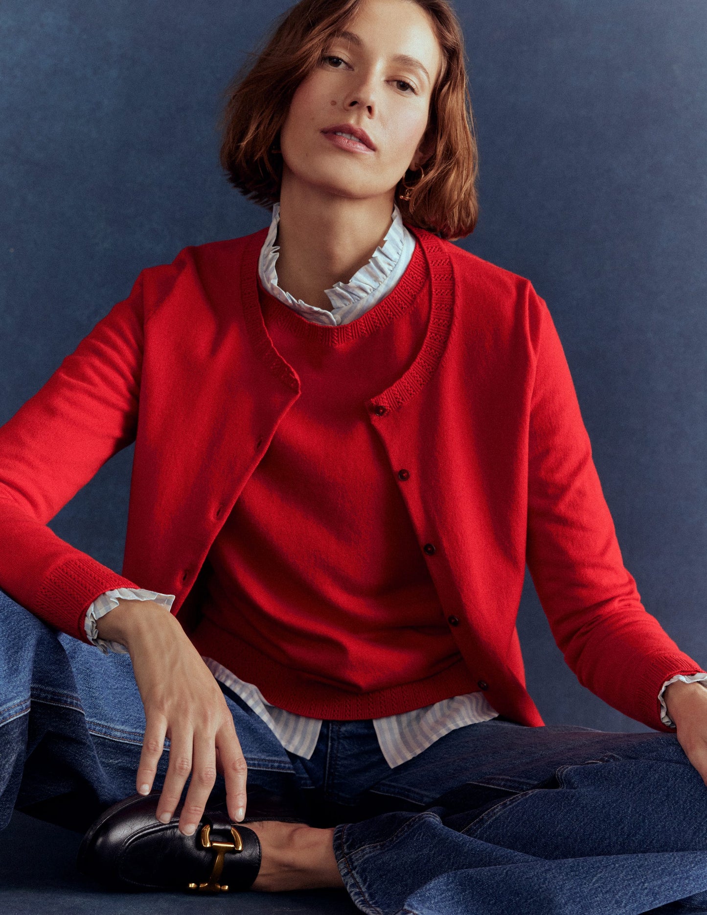 Emilia Cotton Crew Sweater-Poppy Red