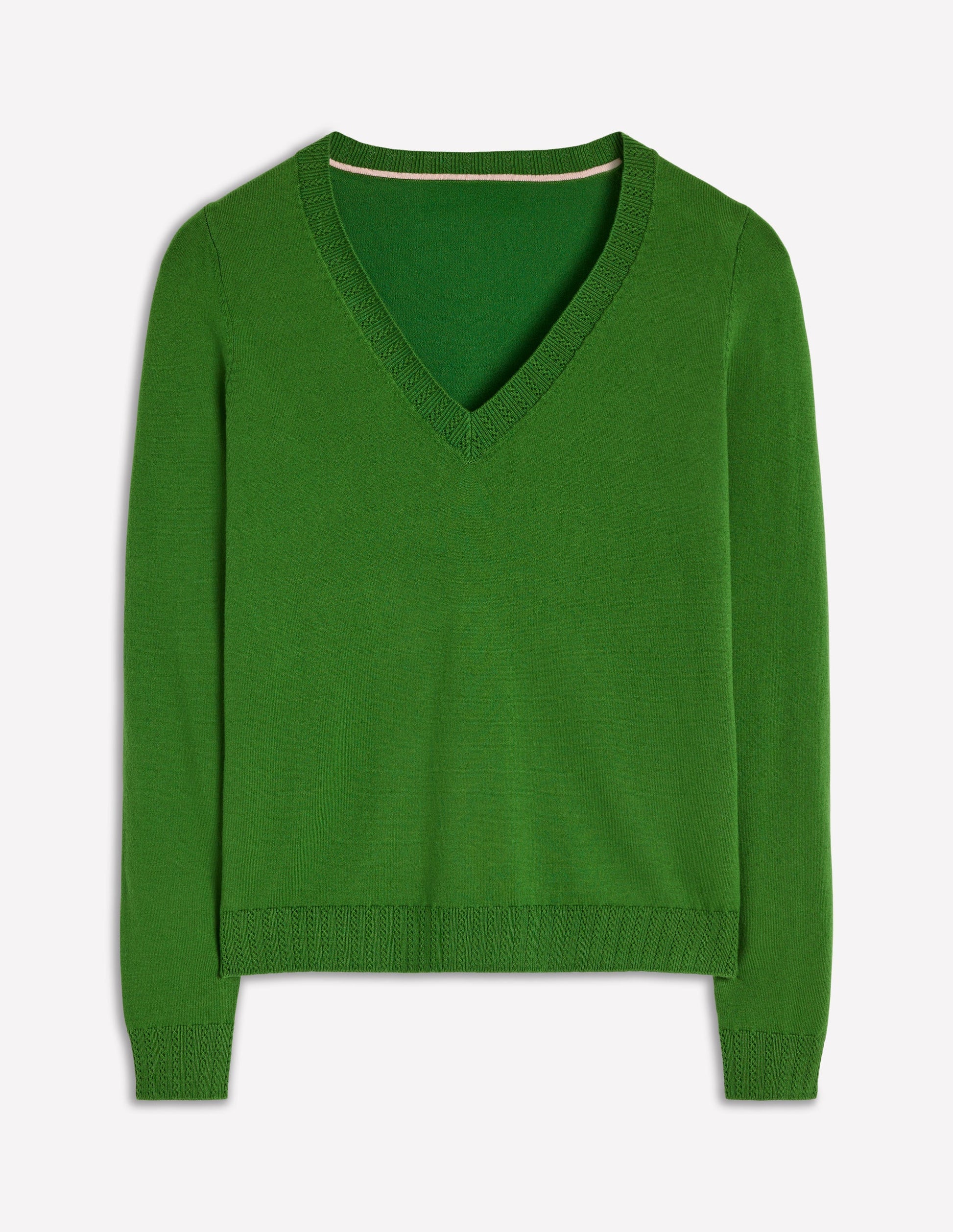 Emilia Cotton V Neck Sweater-Promenade Green-6