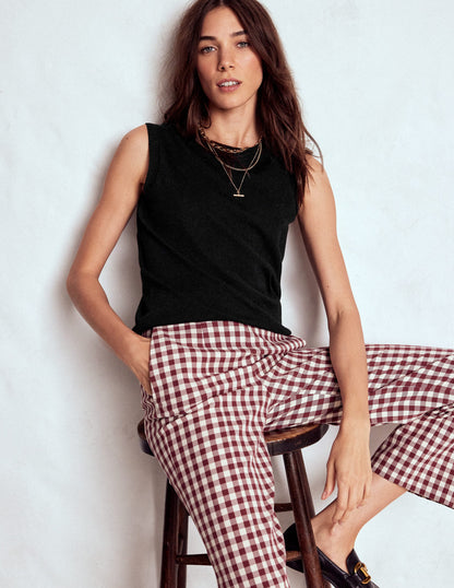 Emilia Cotton Crew Neck Vest-Black-1