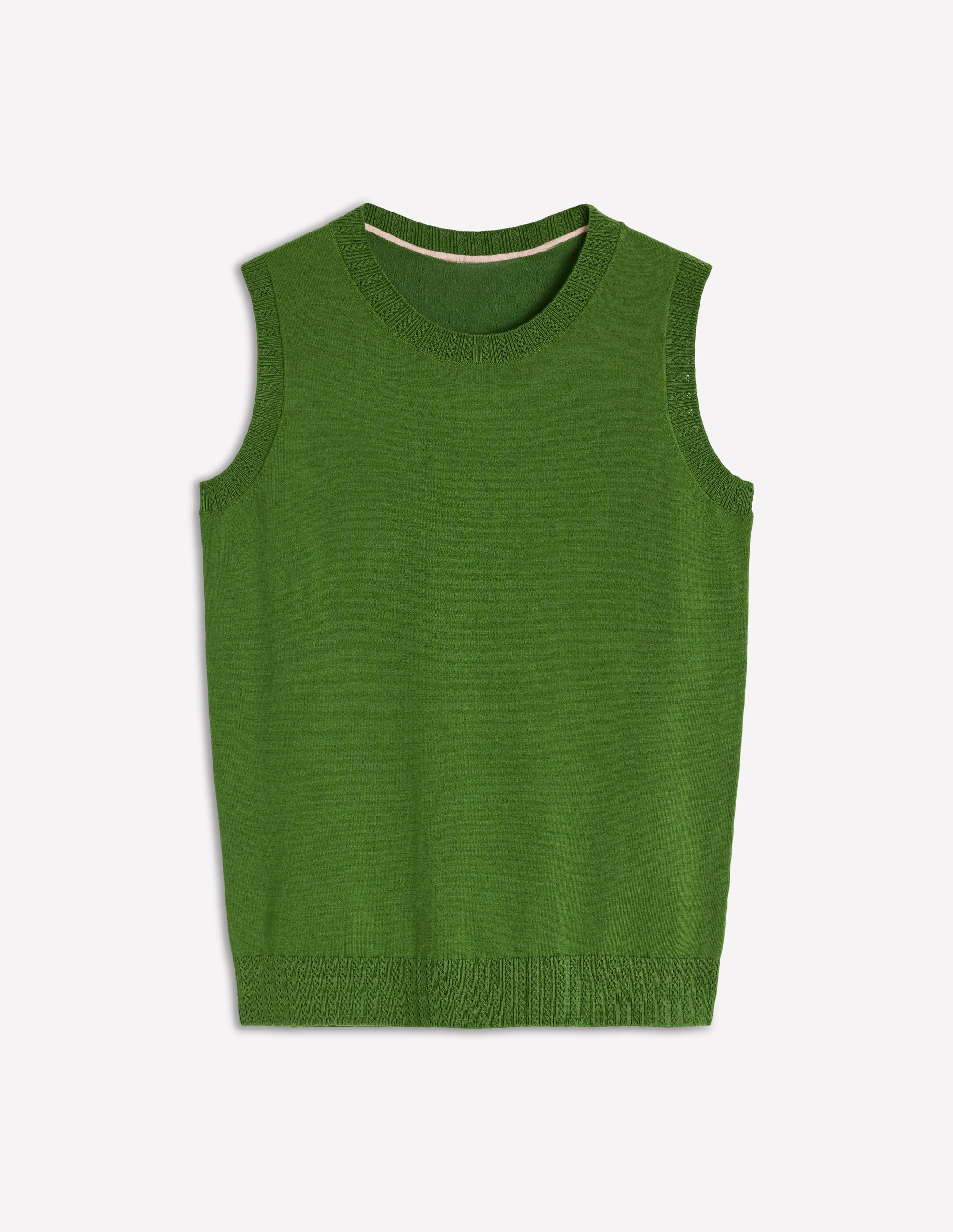 Emilia Cotton Crew Neck Vest-Promenade Green - Image 7
