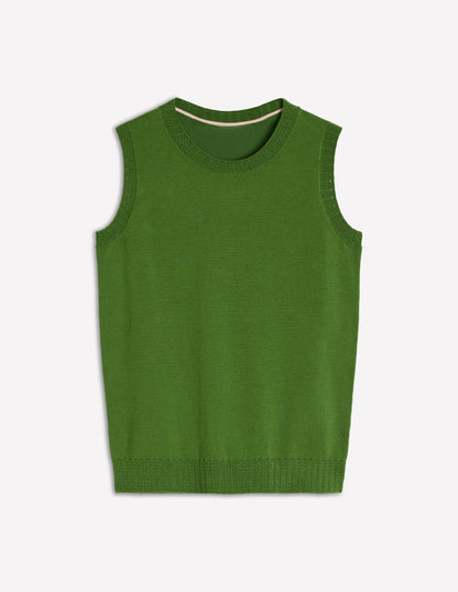 Emilia Cotton Crew Neck Vest-Promenade Green-7