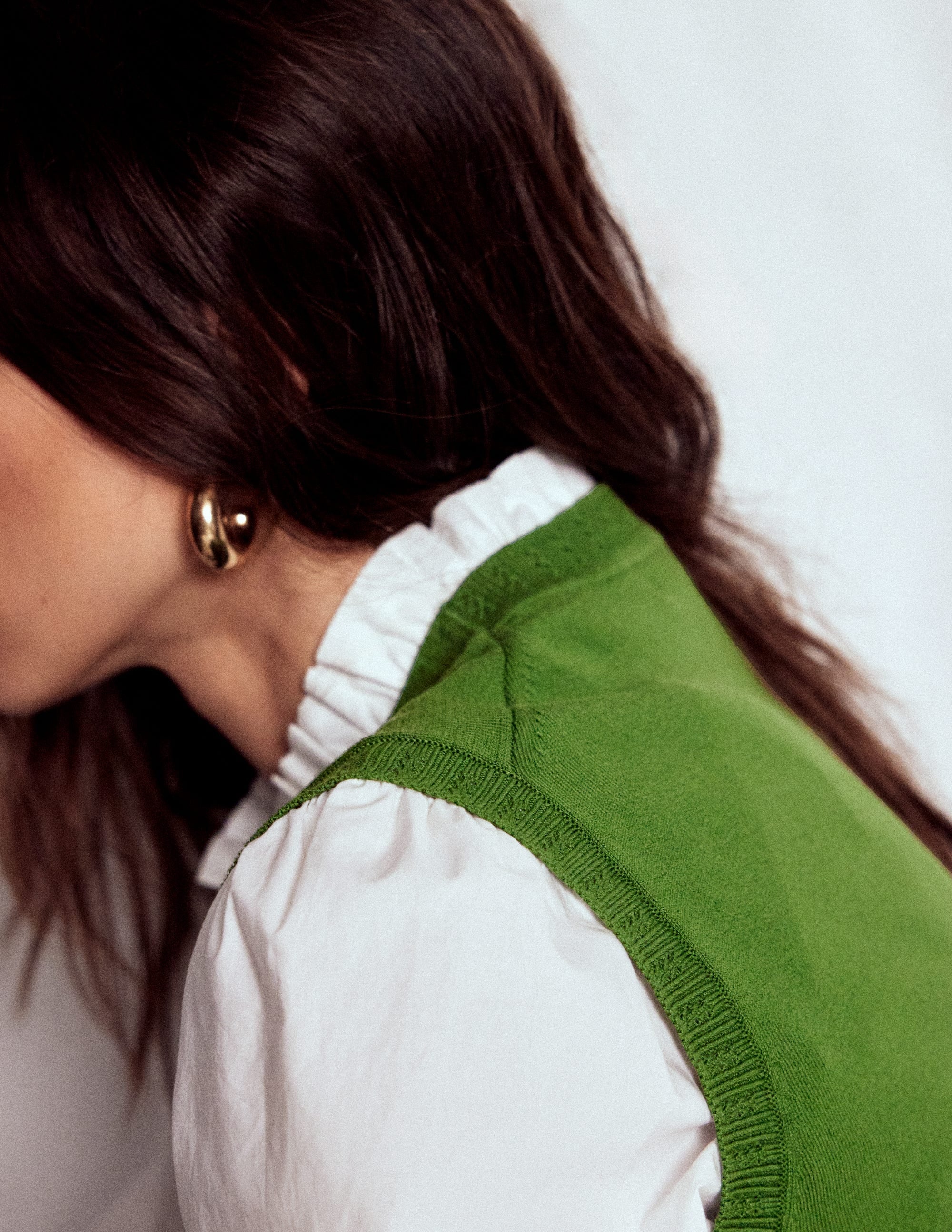 Emilia Cotton Crew Neck Vest-Promenade Green - Image 2