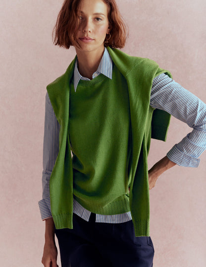 Emilia Cotton Crew Neck Vest-Promenade Green-5