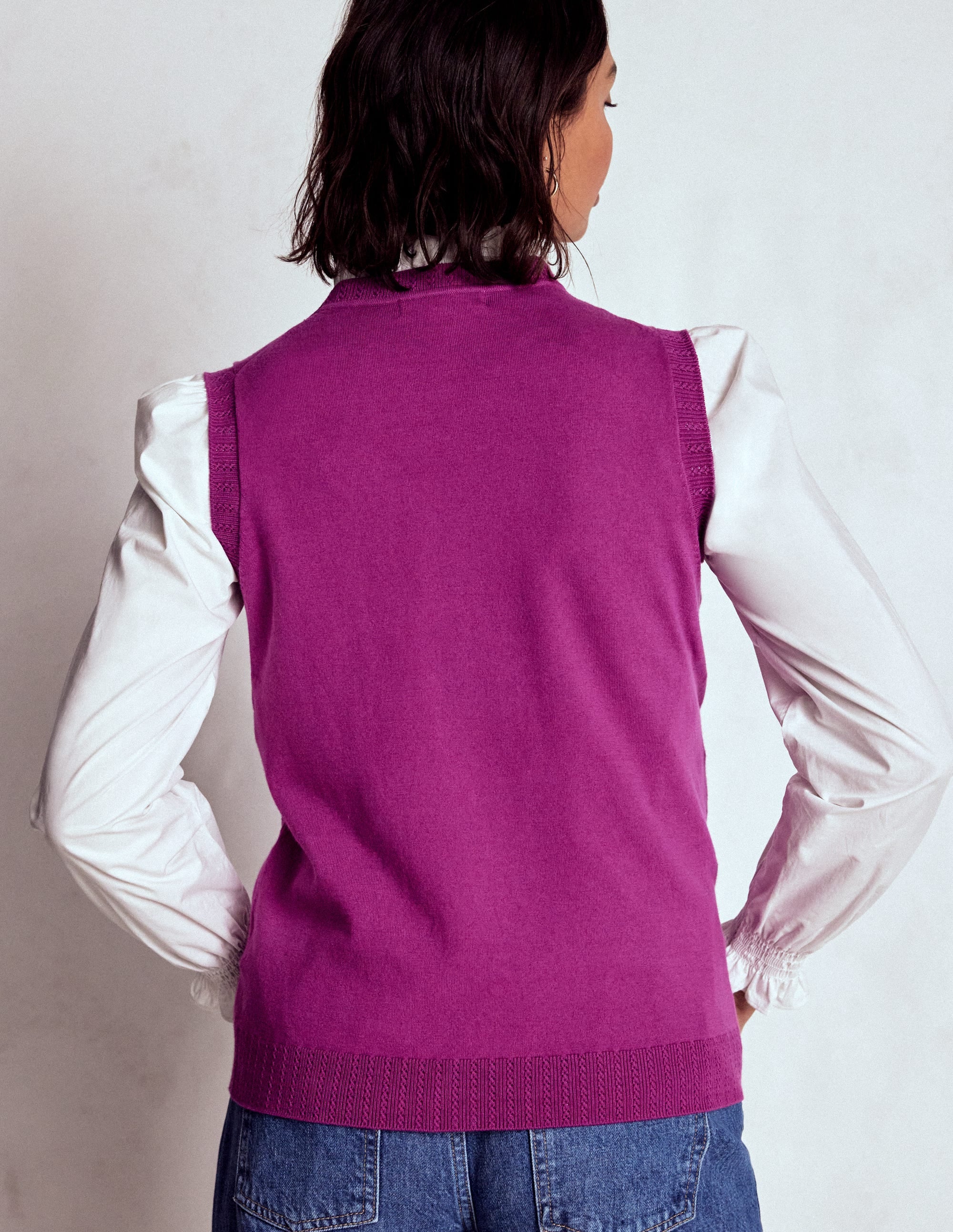 Emilia Cotton Crew Neck Vest-Regal Purple - Image 3