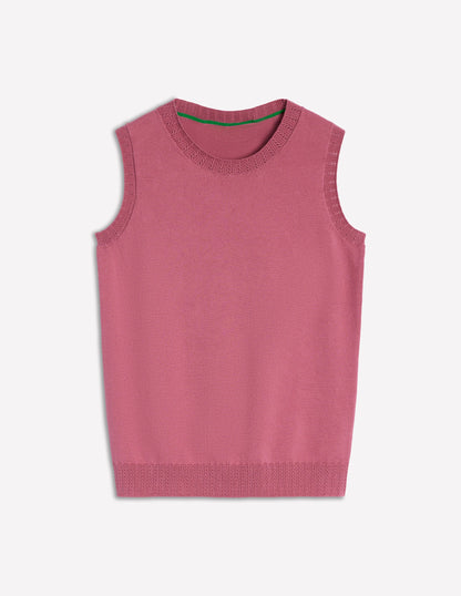 Emilia Cotton Crew Neck Vest-Pink Heather-6