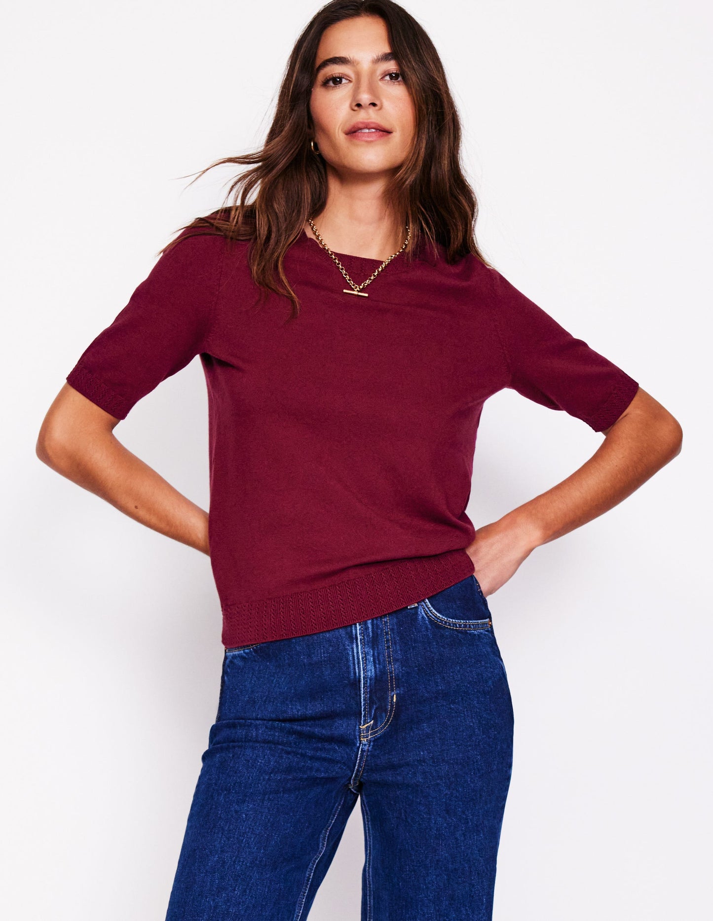 Emilia Cotton Crew T-shirt-Deep Wisteria