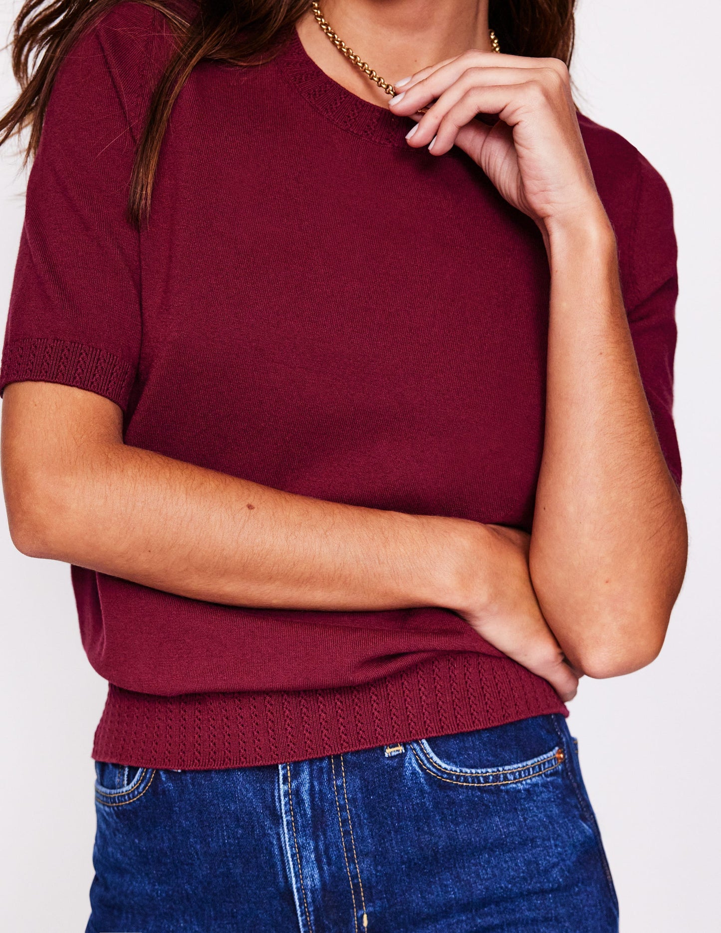 Emilia Cotton Crew T-shirt-Deep Wisteria