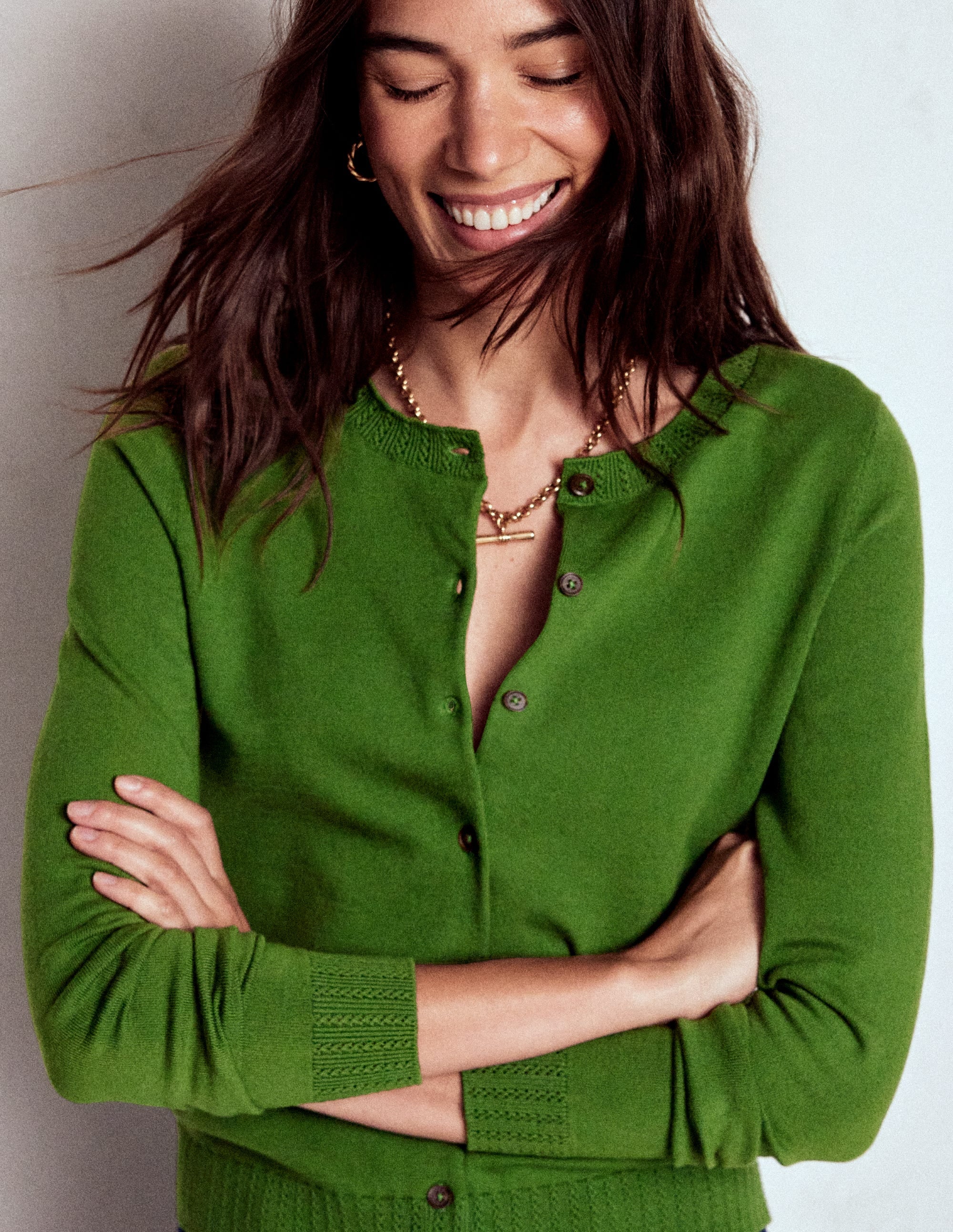 Emilia Cotton Crew Cardigan-Promenade Green - Image 1