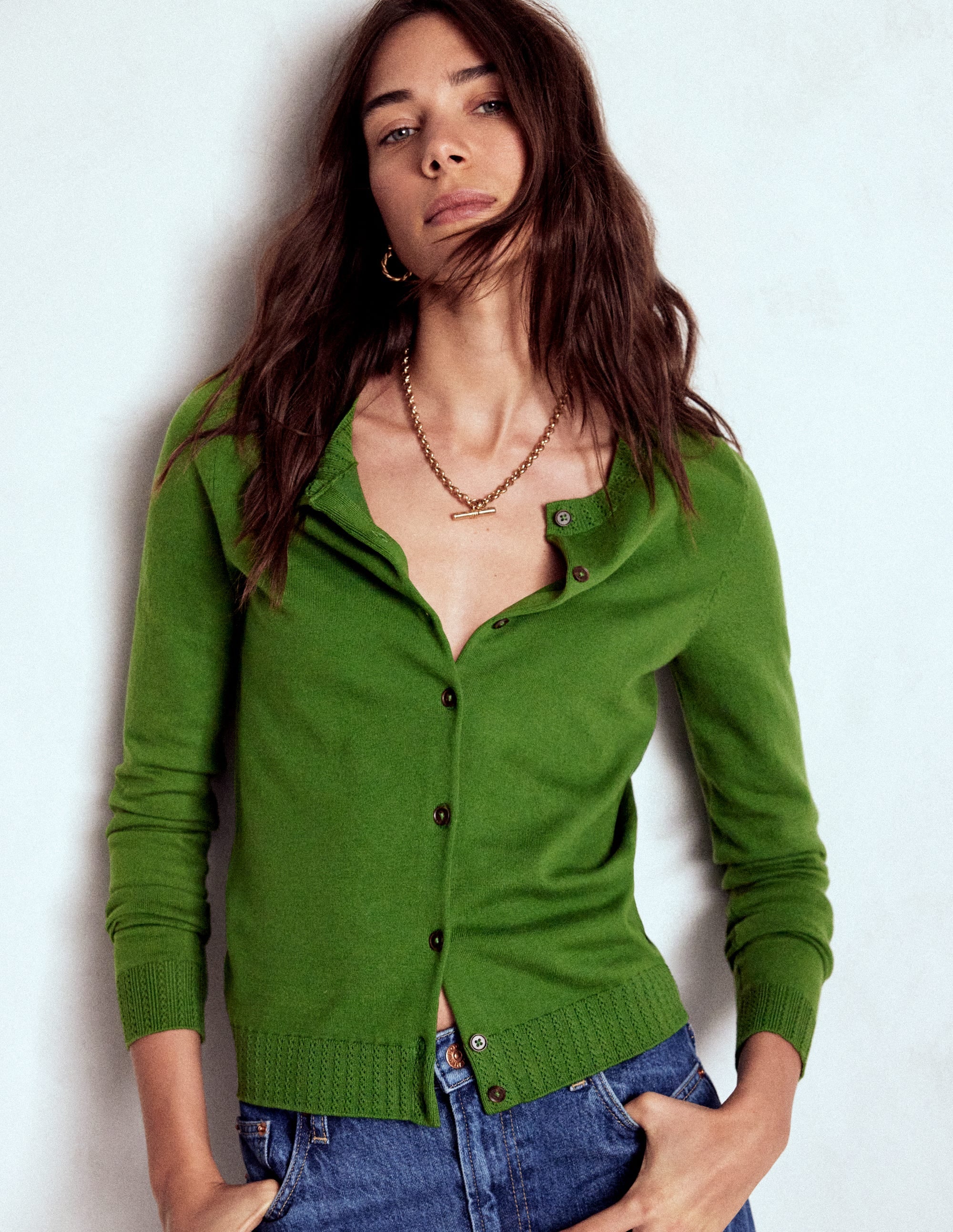 Emilia Cotton Crew Cardigan-Promenade Green - Image 4