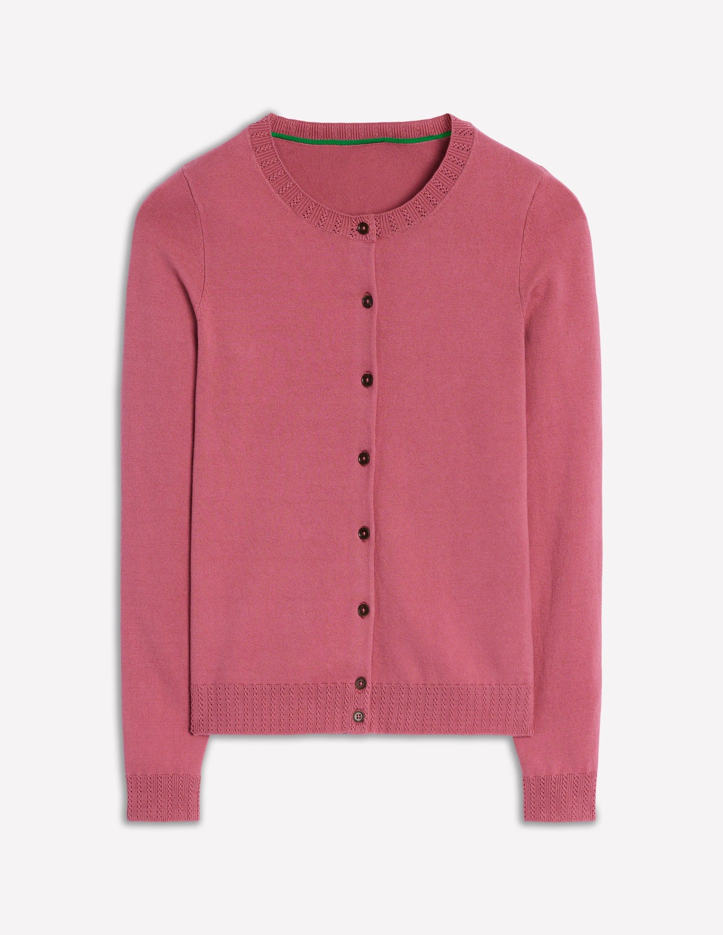Emilia Cotton Crew Cardigan-Pink Heather