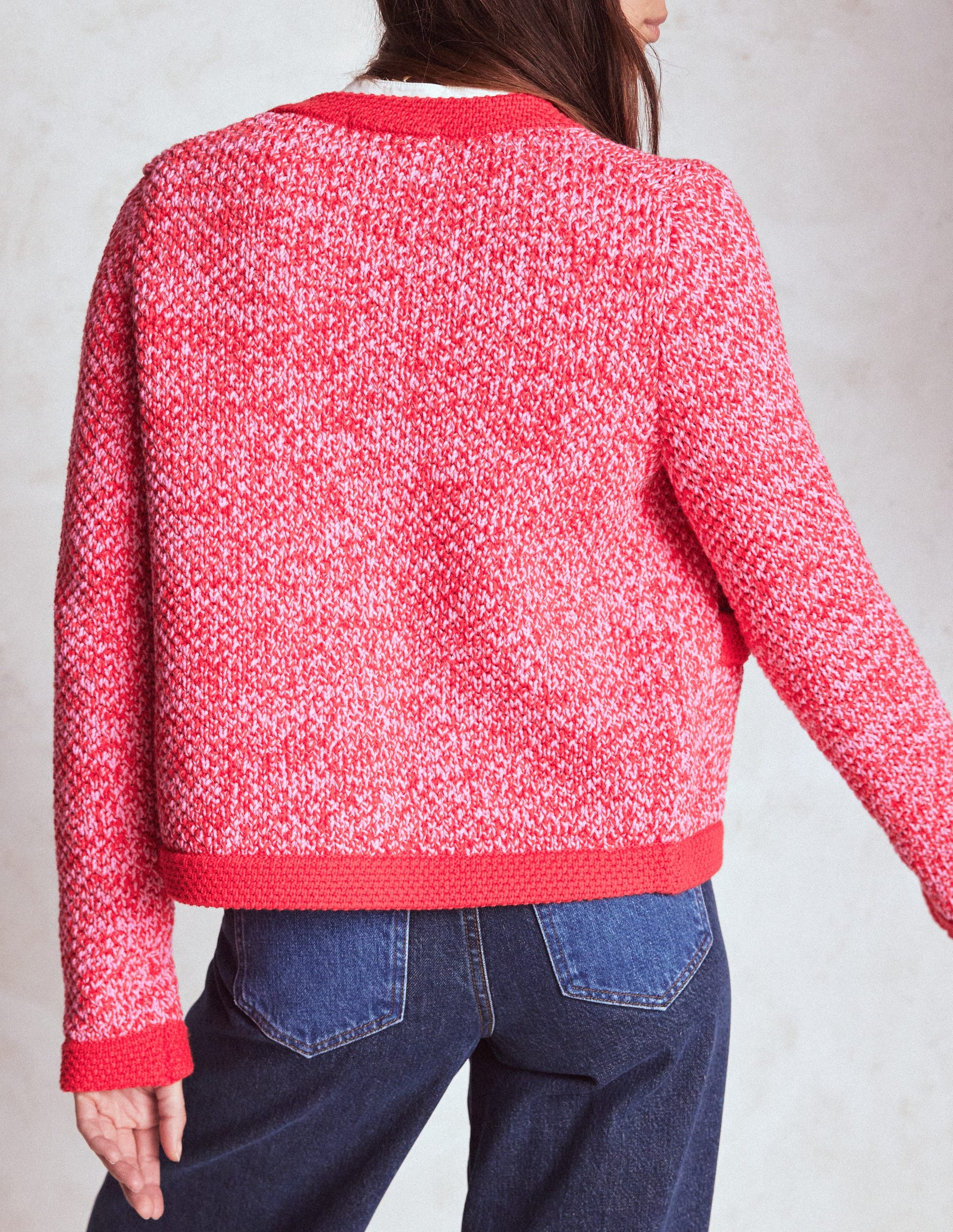 Libby Knitted Jacket-Pink Ribbon/ Poppy Red-3