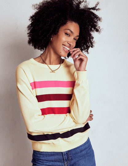 Lara Relaxed Cotton Jumper-Ivory, Multi Stripe-4