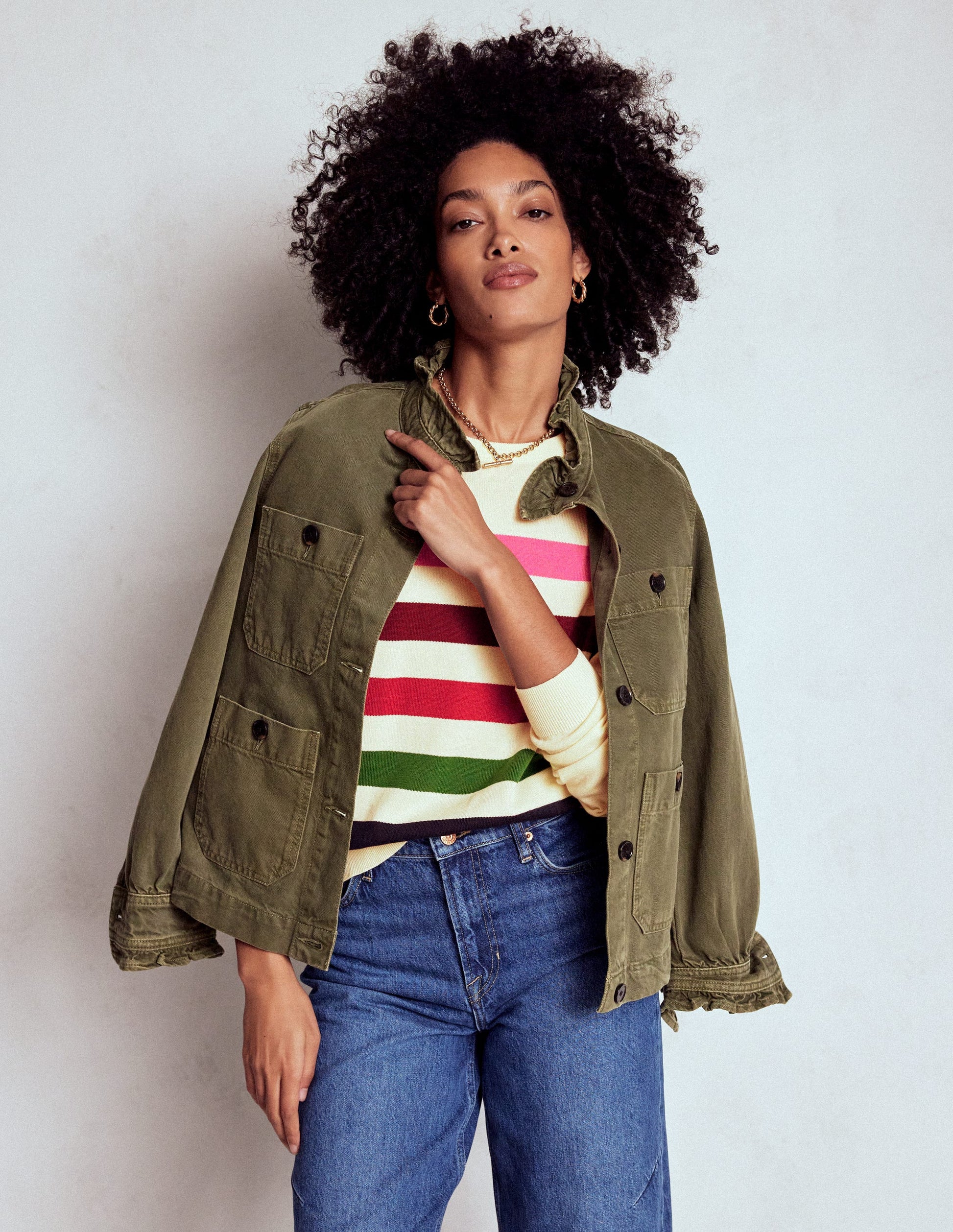 Lara Relaxed Cotton Jumper-Ivory, Multi Stripe-5