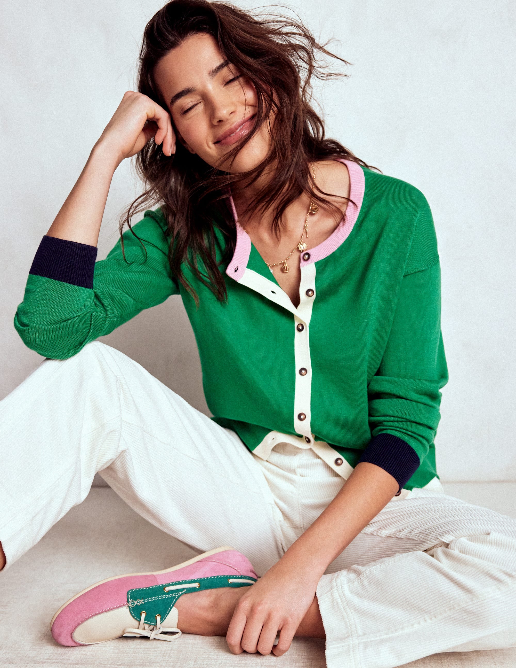 Lara Relaxed Cotton Cardigan-Rich Emerald - Image 1