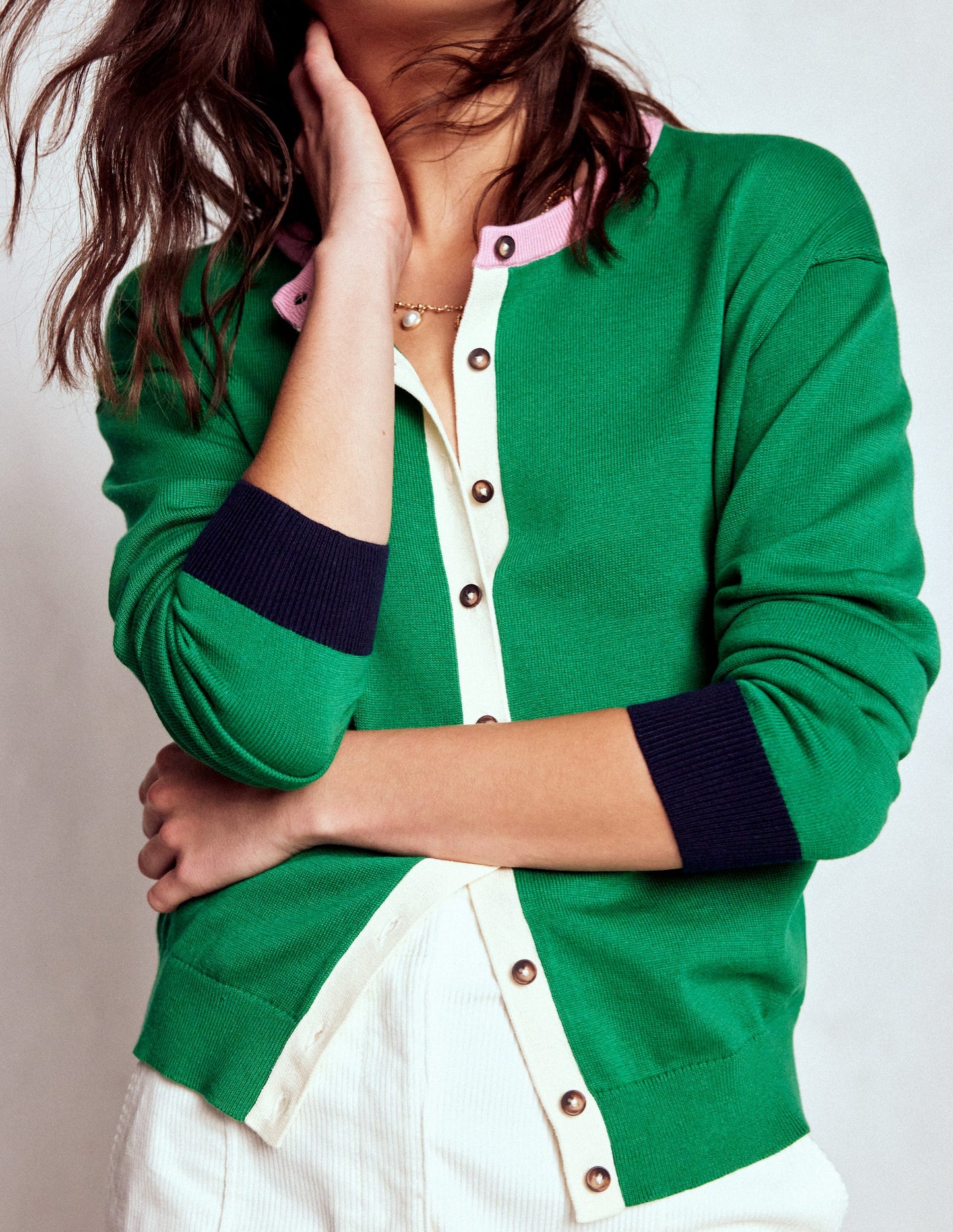Lara Relaxed Cotton Cardigan-Rich Emerald