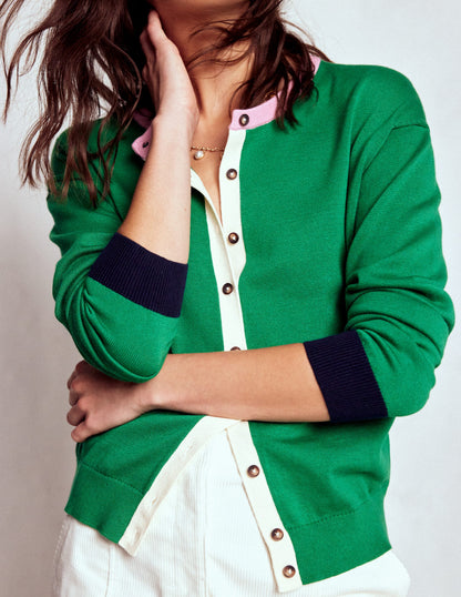 Lara Relaxed Cotton Cardigan-Rich Emerald-2