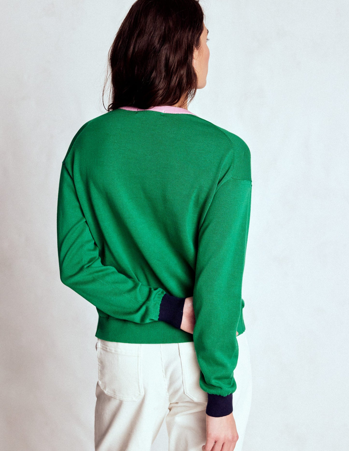 Lara Relaxed Cotton Cardigan-Rich Emerald