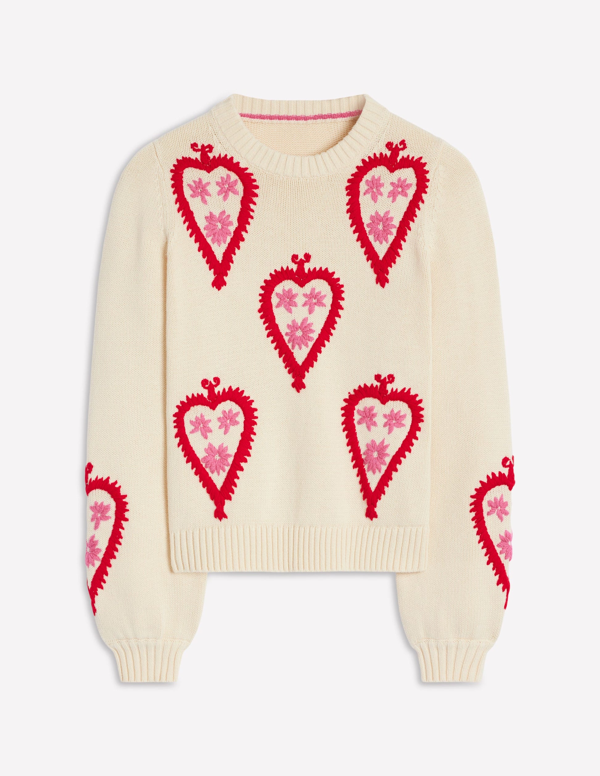 Graphic Embroidered Sweater-Warm Ivory, Hearts-5